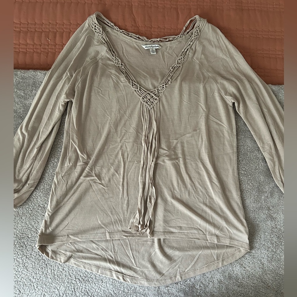 American Eagle Fringe Front Top